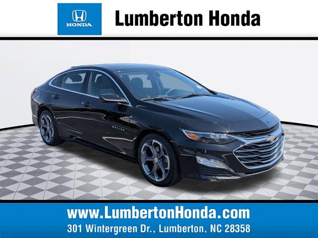 2024 Chevrolet Malibu LT in Mosaic Black Metallic — front three-quarter view